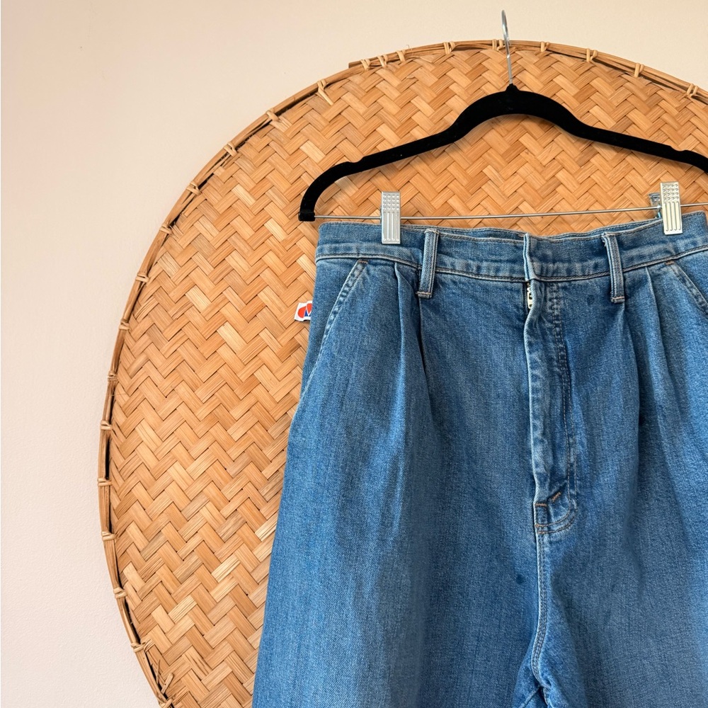 CLARE V x MOTHER PLEATED BELL PREP HEELED WIDE LEG JEANS PLAYING‎ IN PARIS SZ 28 - Picture 8 of 14
